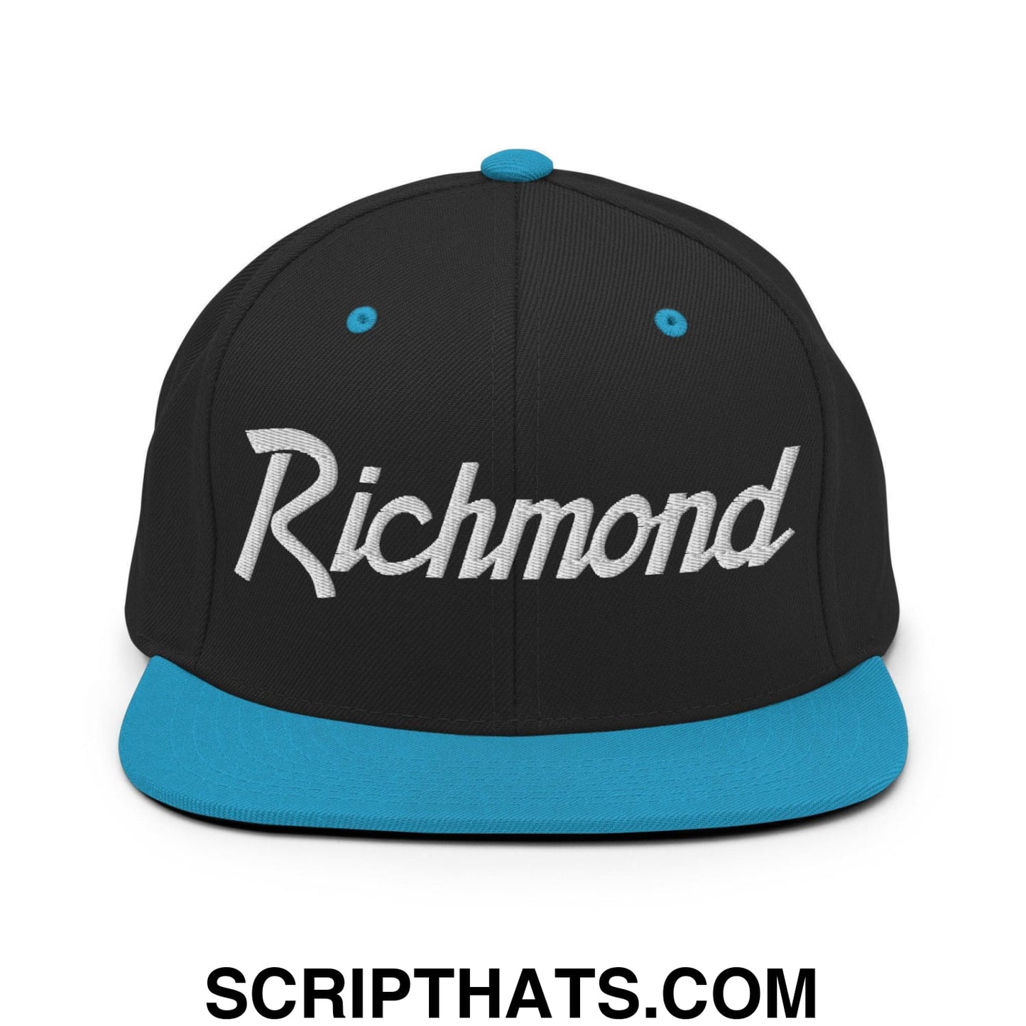 Richmond Script Snapback Hat Black Teal