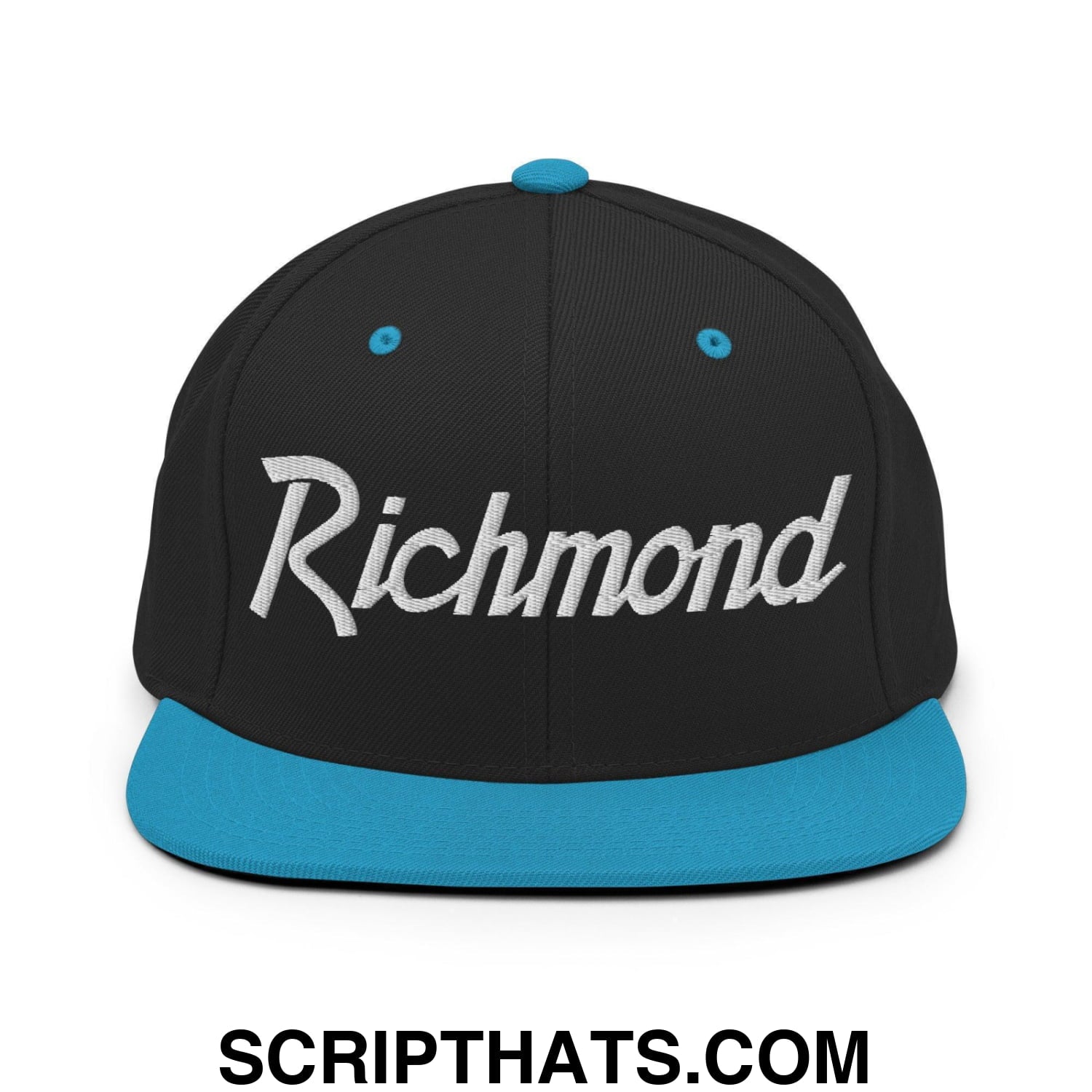 Richmond Script Snapback Hat Black Teal