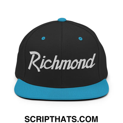 Richmond Script Snapback Hat Black Teal