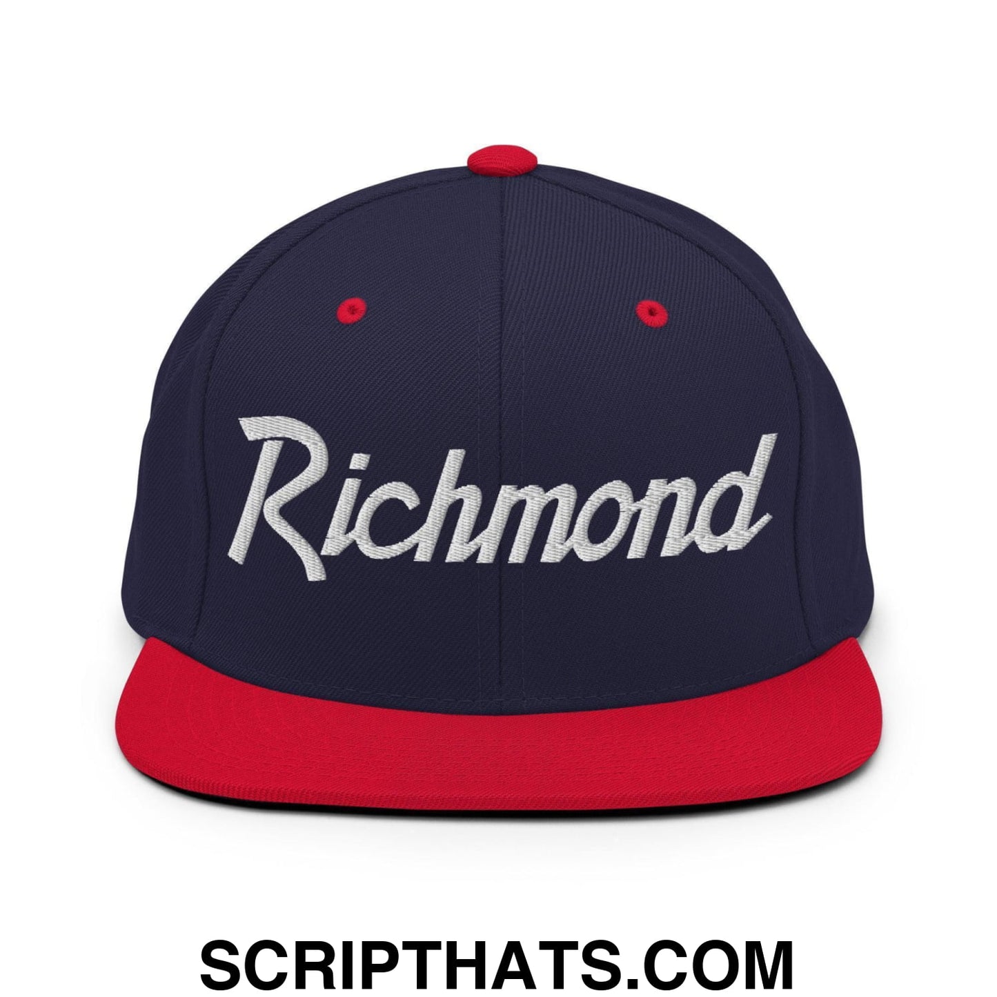 Richmond Script Snapback Hat Navy Red