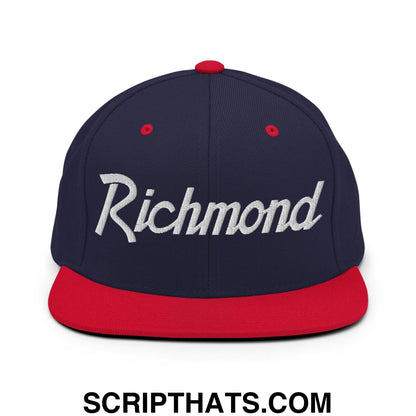 Richmond Script Snapback Hat Navy Red