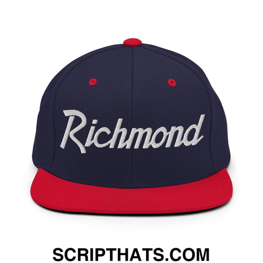 Richmond Script Snapback Hat Navy Red