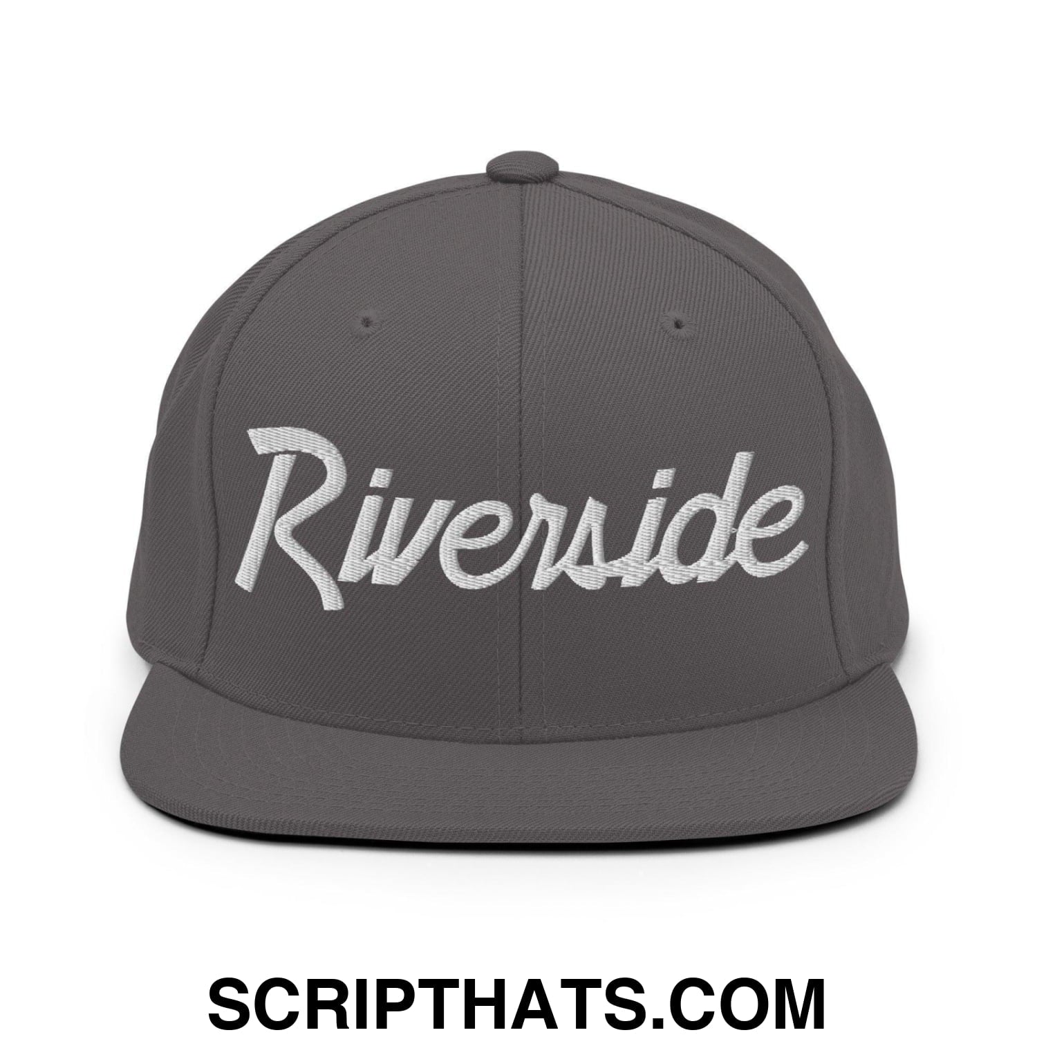 Riverside Script Snapback Hat Dark Grey