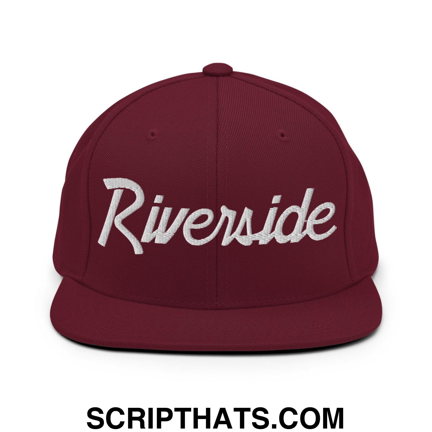 Riverside Script Snapback Hat Maroon