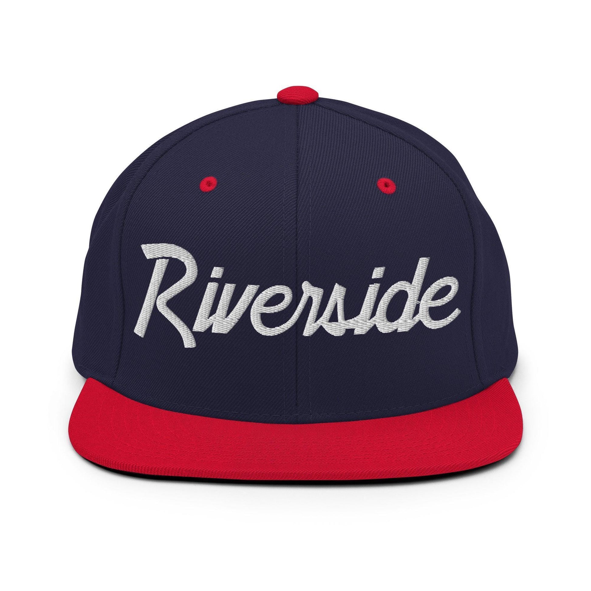 Riverside Script Snapback Hat Navy/ Red