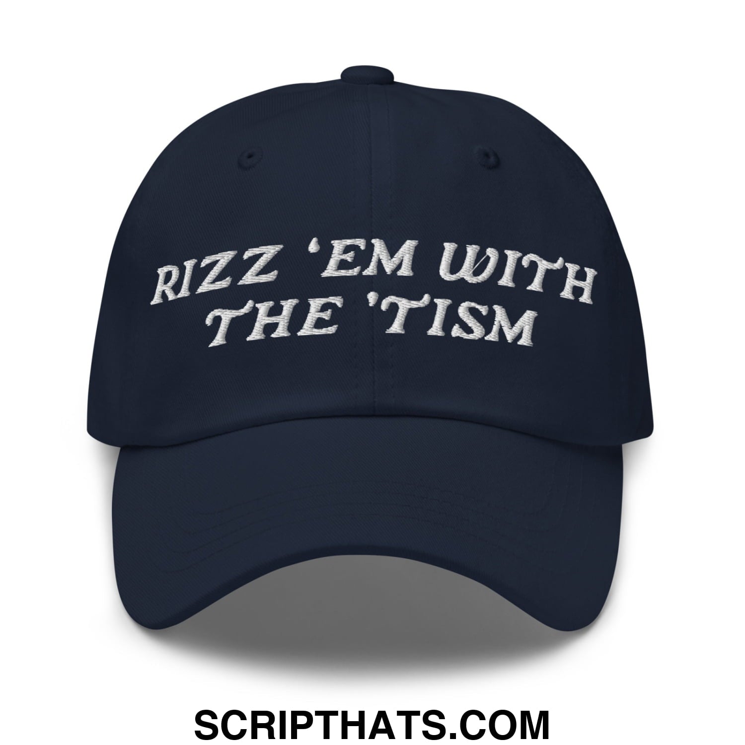 Rizz 'Em with The 'Tism Embroidered Unstructured Dad Hat Navy