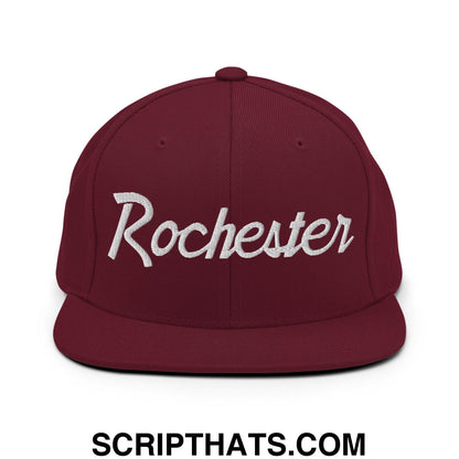 Rochester Script Snapback Hat Maroon