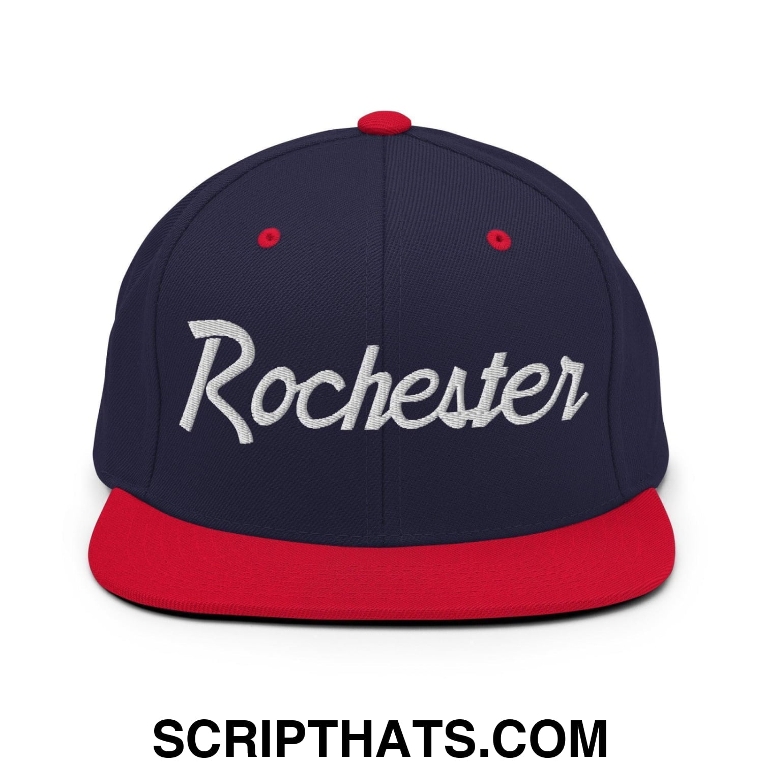 Rochester Script Snapback Hat Navy Red