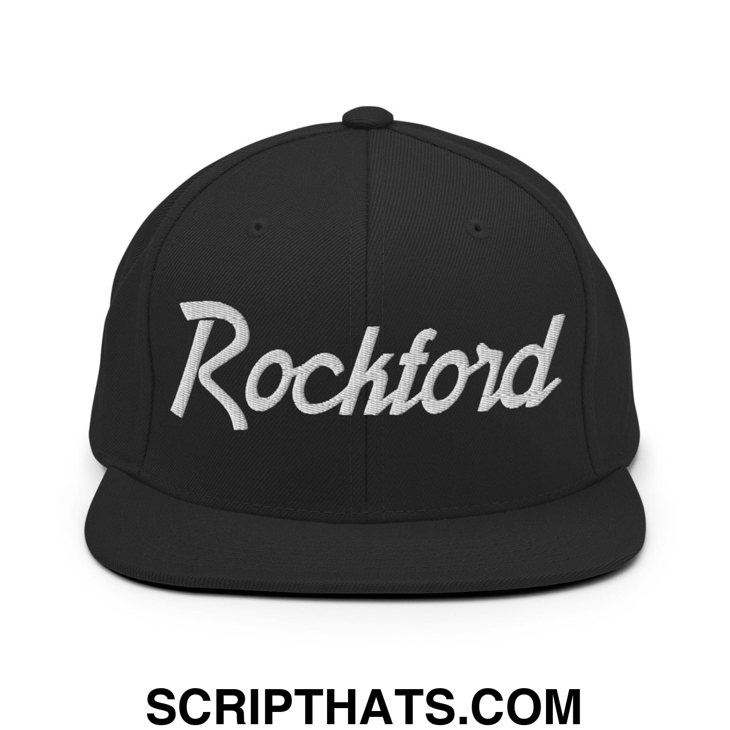 Rockford Script Snapback Hat Black