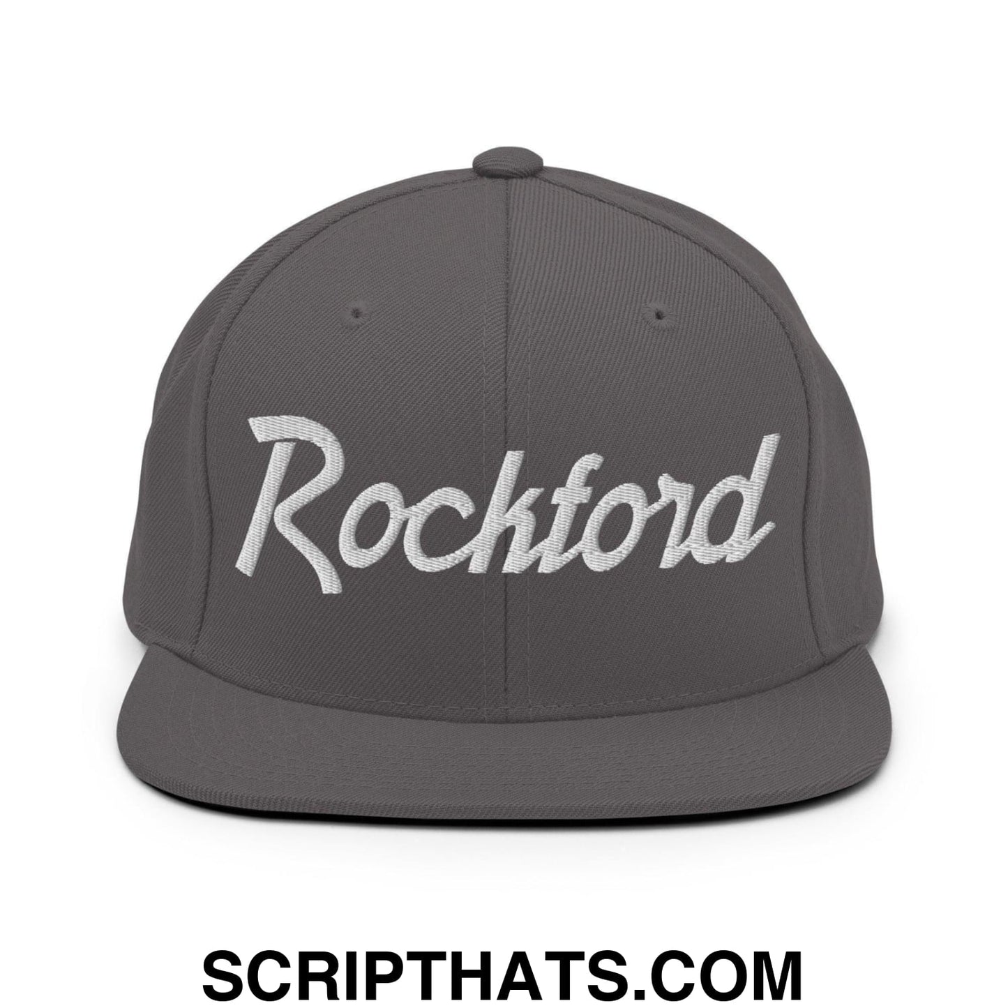 Rockford Script Snapback Hat Dark Grey