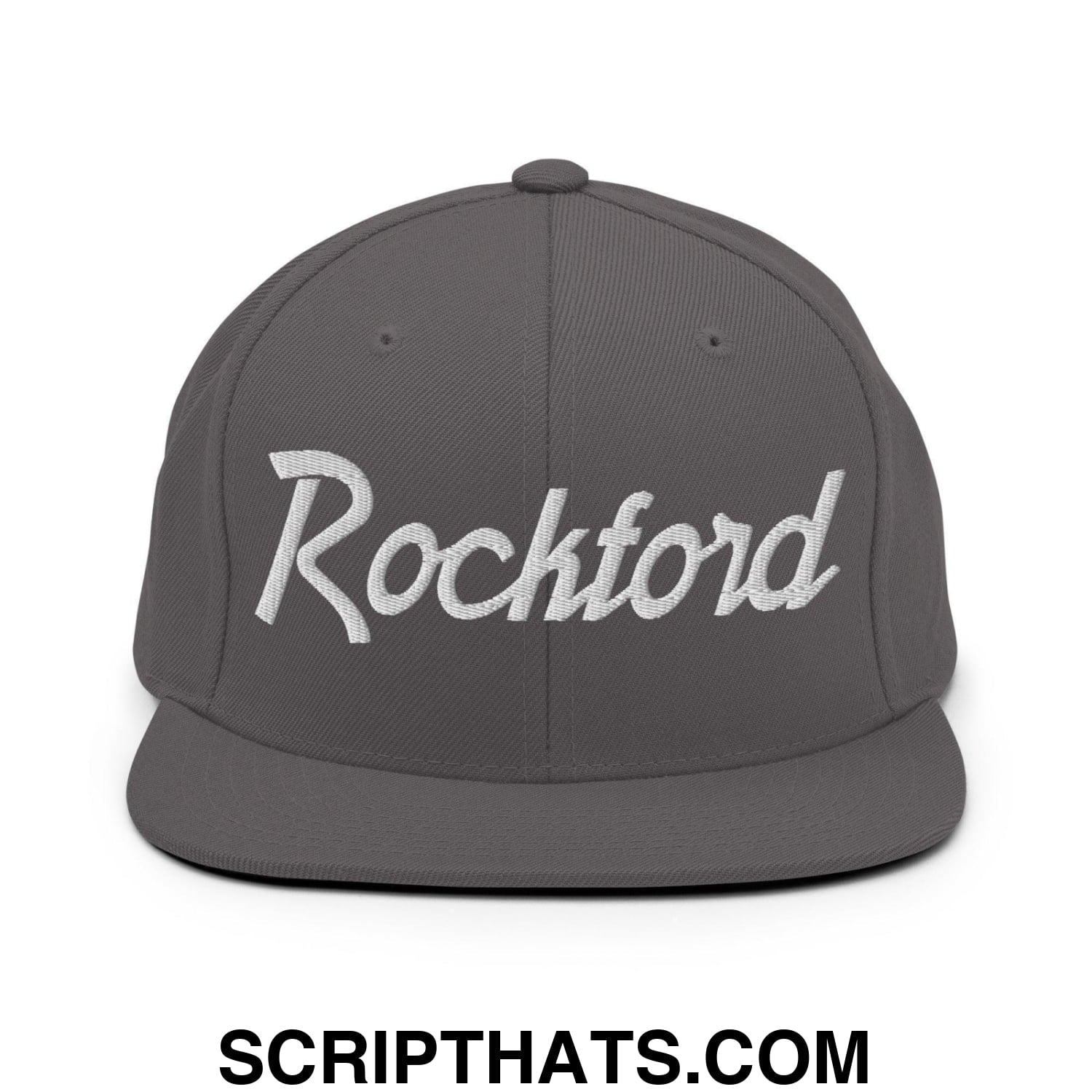 Rockford Script Snapback Hat Dark Grey
