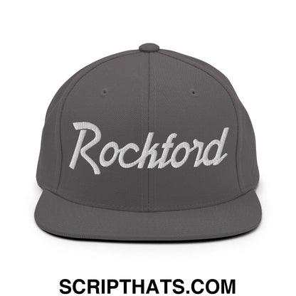 Rockford Script Snapback Hat Dark Grey