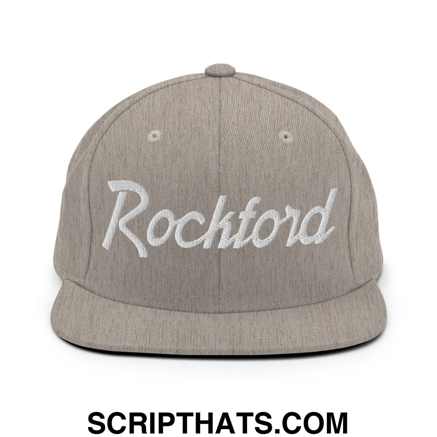 Rockford Script Snapback Hat Heather Grey