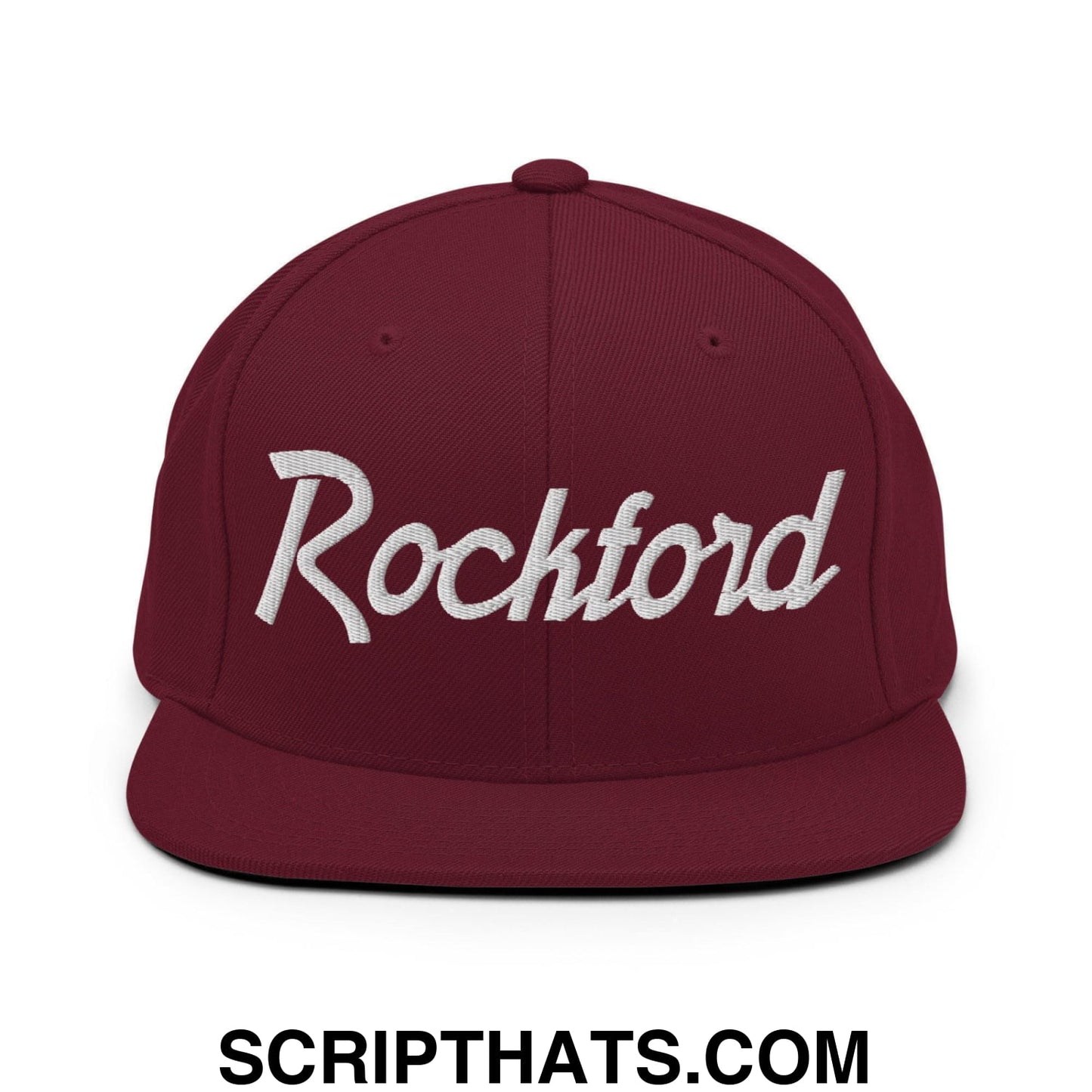 Rockford Script Snapback Hat Maroon
