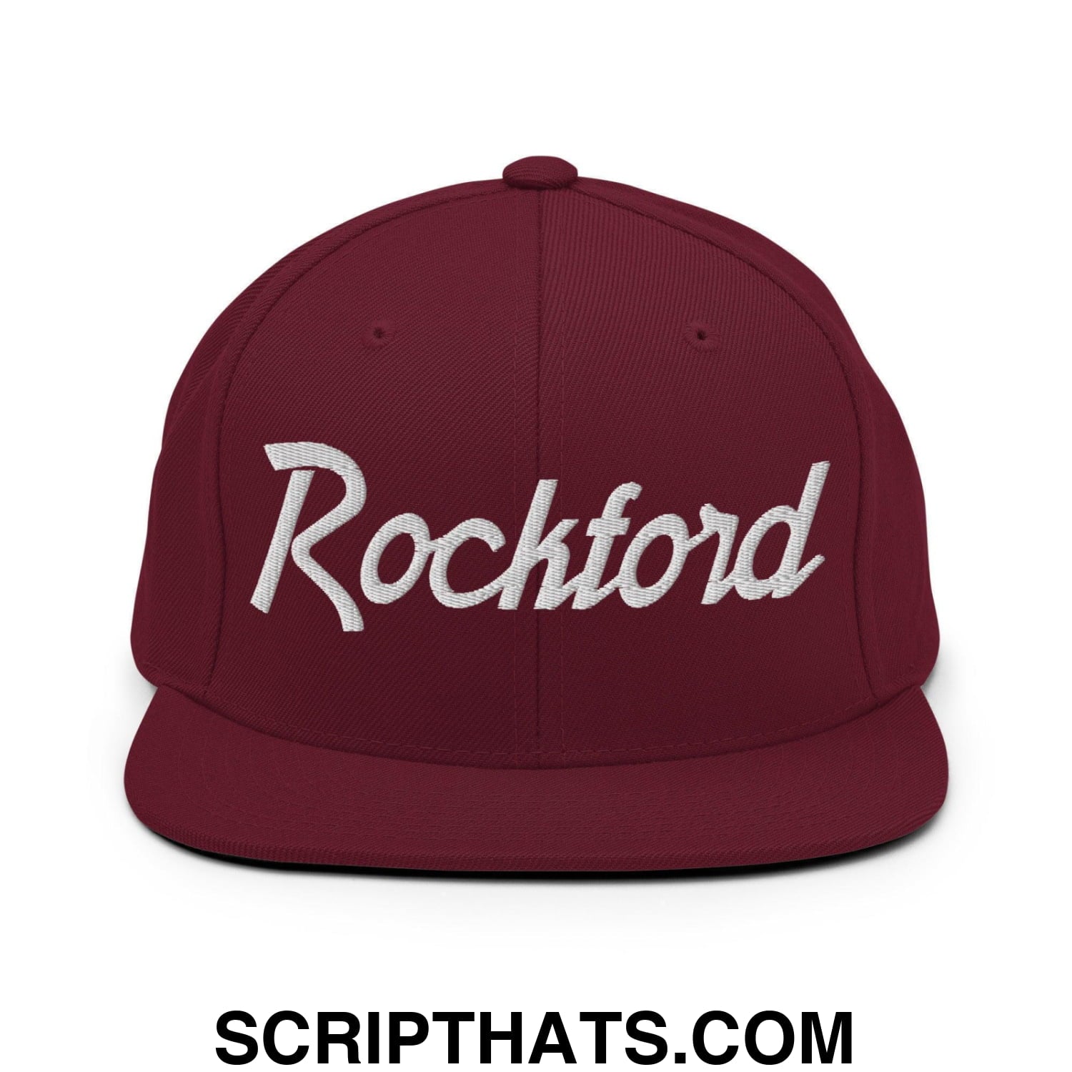 Rockford Script Snapback Hat Maroon
