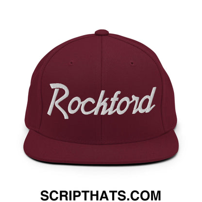 Rockford Script Snapback Hat Maroon