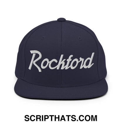 Rockford Script Snapback Hat Navy