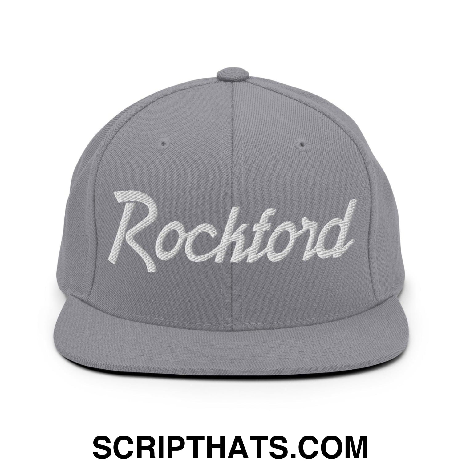 Rockford Script Snapback Hat Silver
