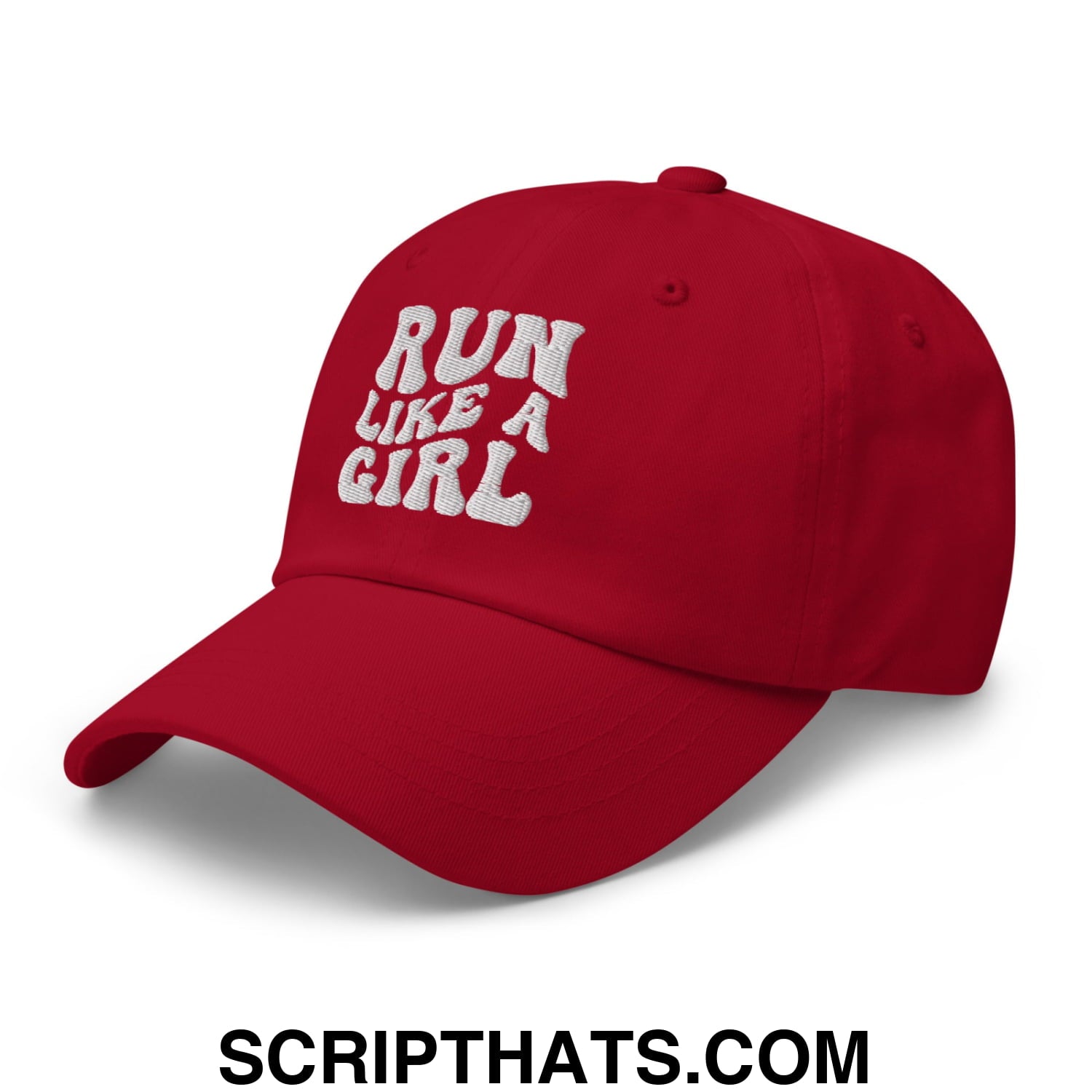 Run Like a Girl Embroidered Unstructured Dad Hat Cranberry