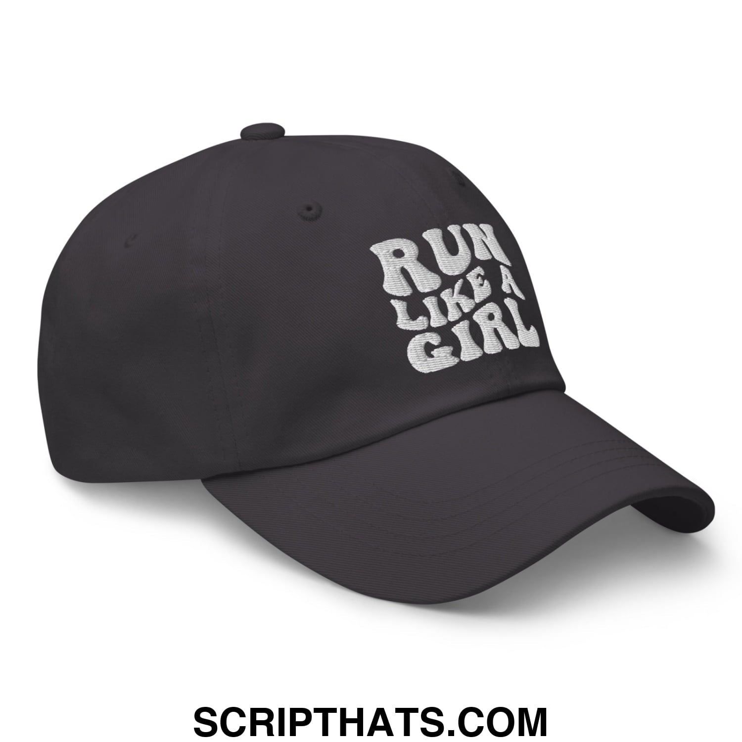 Run Like a Girl Embroidered Unstructured Dad Hat Dark Grey