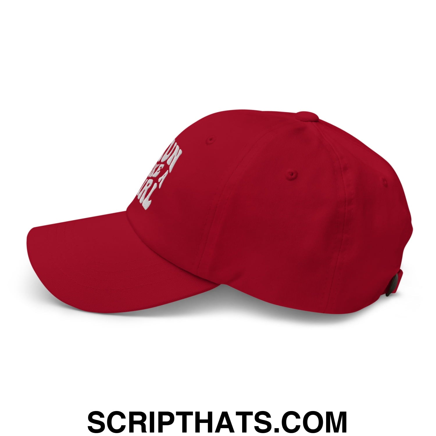 Run Like a Girl Embroidered Unstructured Dad Hat Cranberry