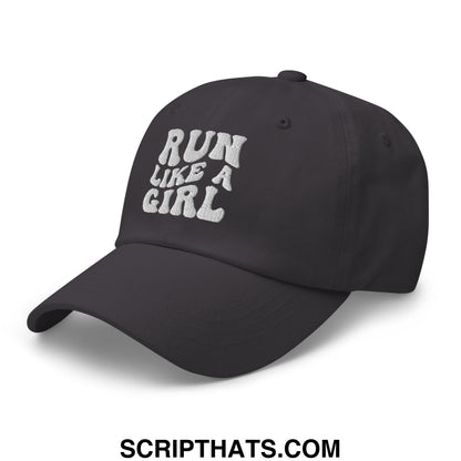 Run Like a Girl Embroidered Unstructured Dad Hat Dark Grey