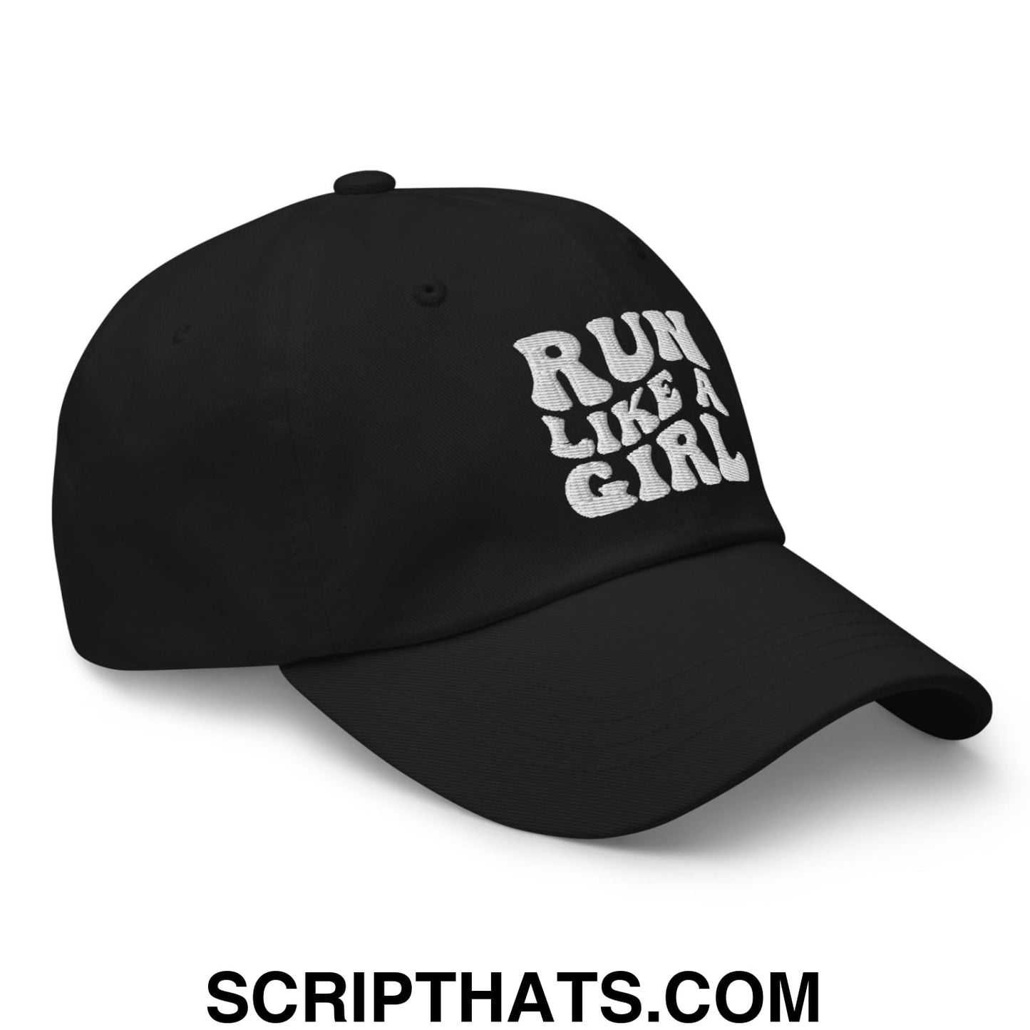Run Like a Girl Embroidered Unstructured Dad Hat Black