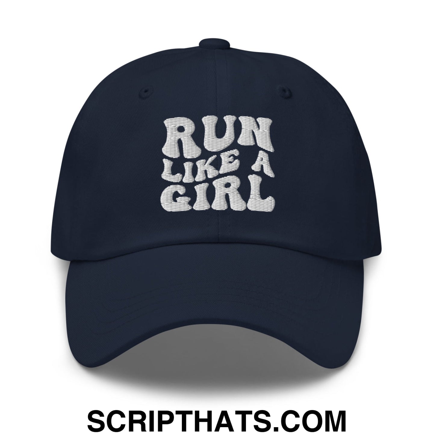 Run Like a Girl Embroidered Unstructured Dad Hat Navy