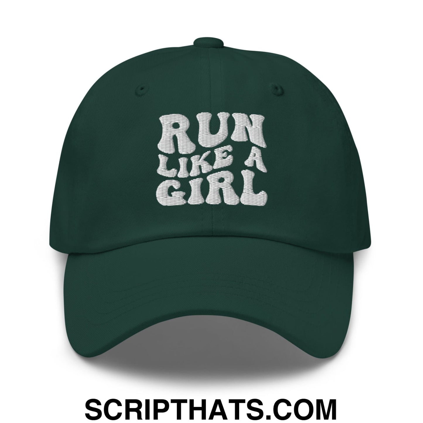 Run Like a Girl Embroidered Unstructured Dad Hat Spruce