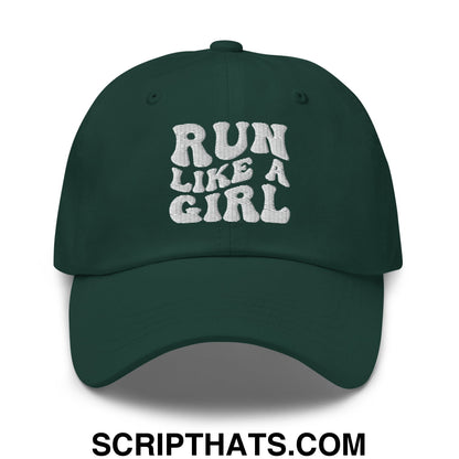 Run Like a Girl Embroidered Unstructured Dad Hat Spruce