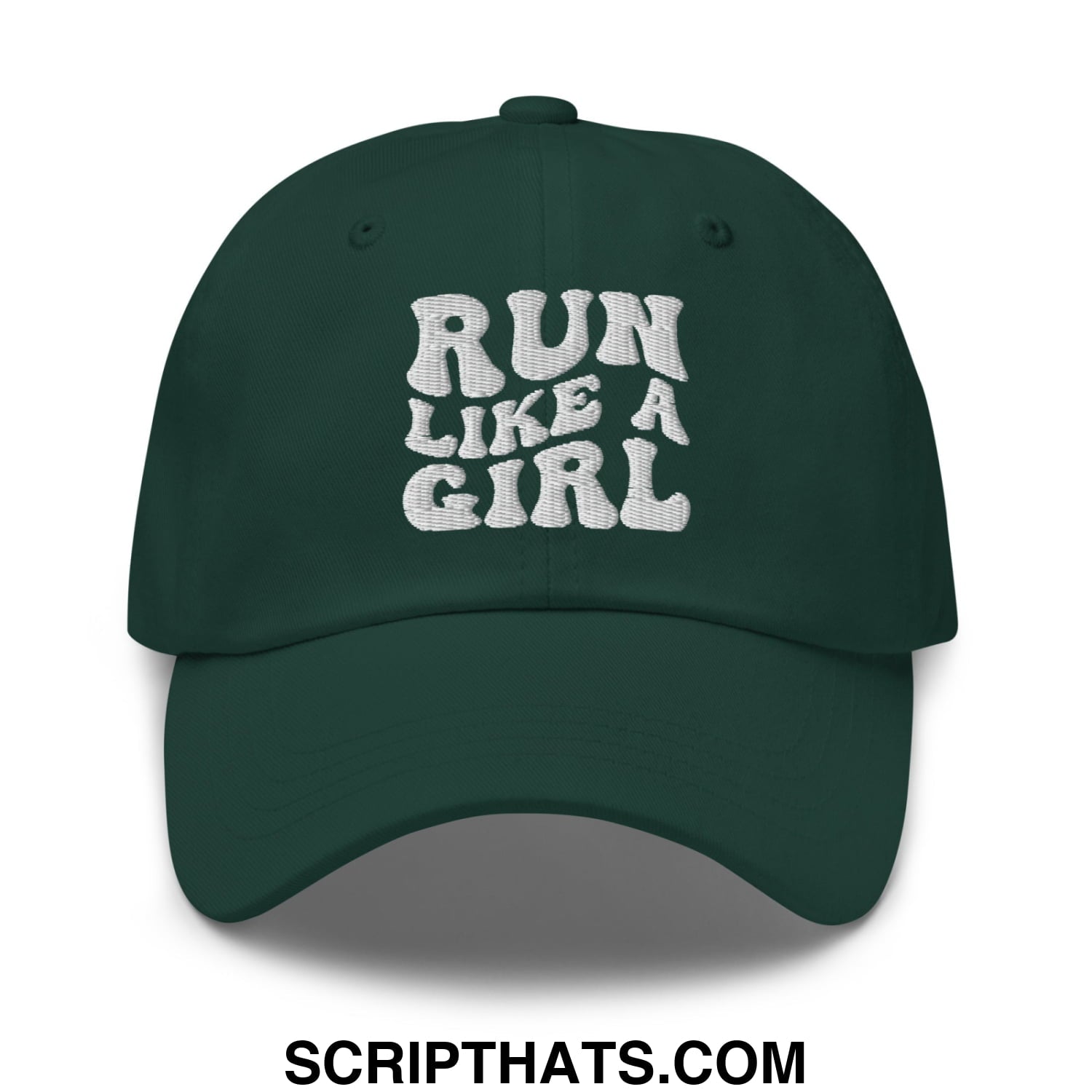 Run Like a Girl Embroidered Unstructured Dad Hat Spruce