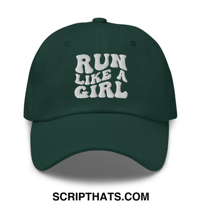 Run Like a Girl Embroidered Unstructured Dad Hat Spruce