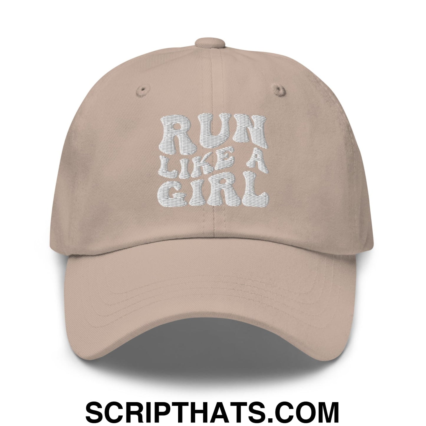 Run Like a Girl Embroidered Unstructured Dad Hat Stone