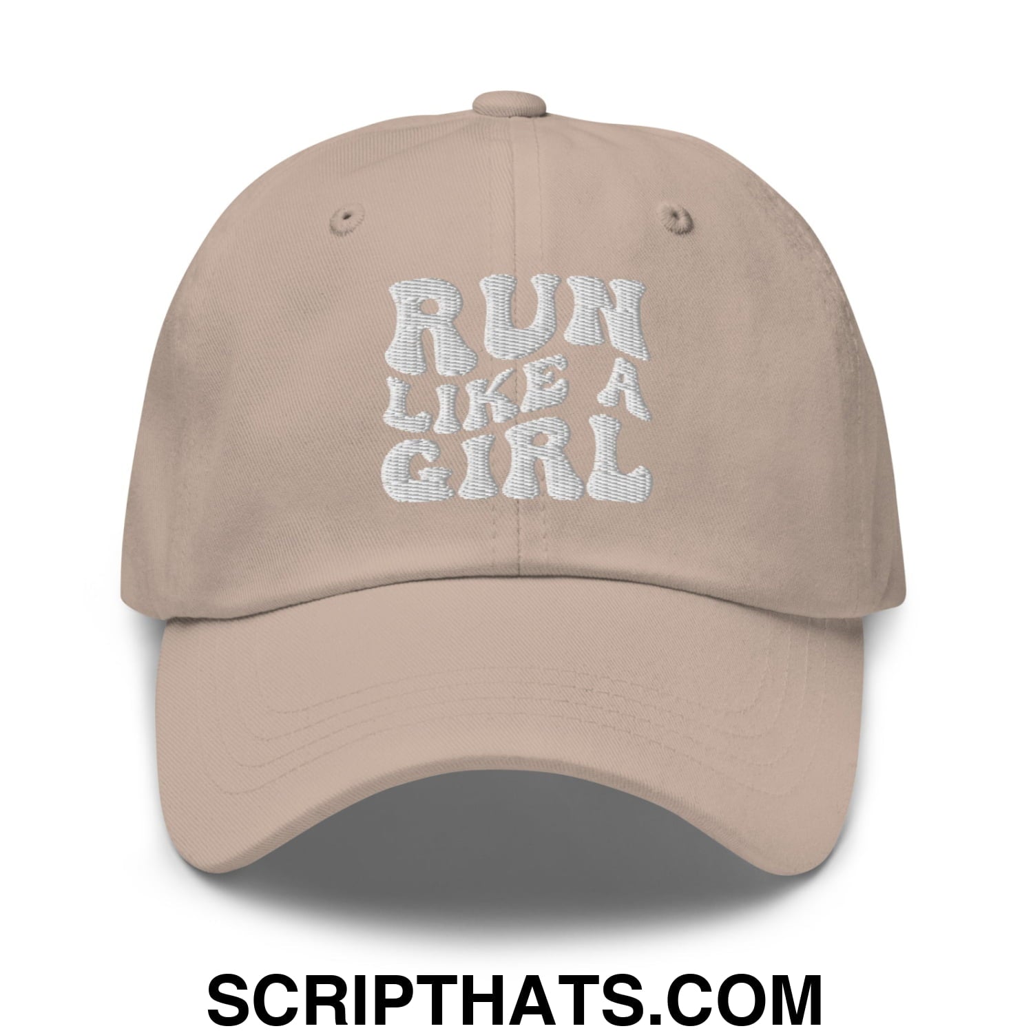 Run Like a Girl Embroidered Unstructured Dad Hat Stone