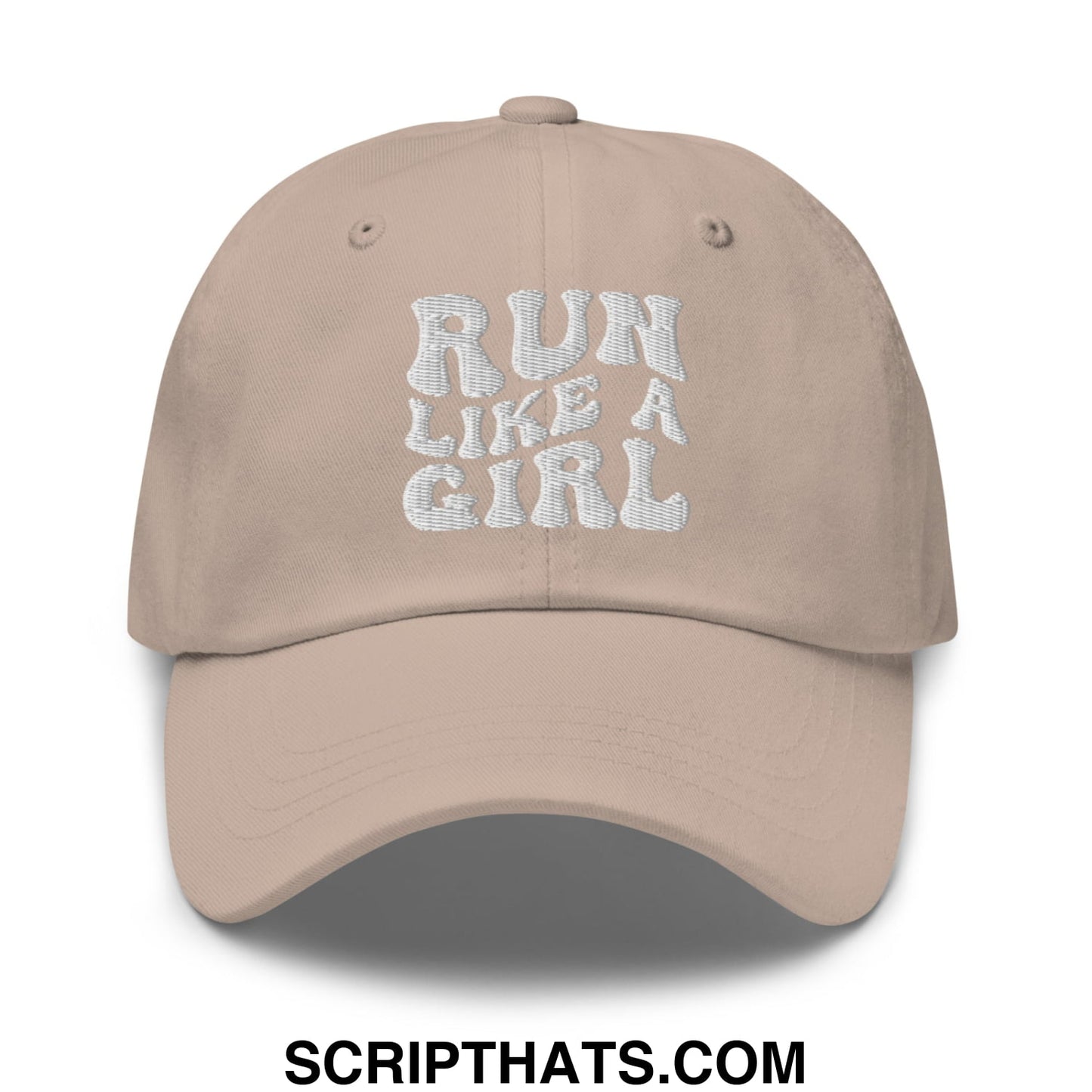 Run Like a Girl Embroidered Unstructured Dad Hat Stone
