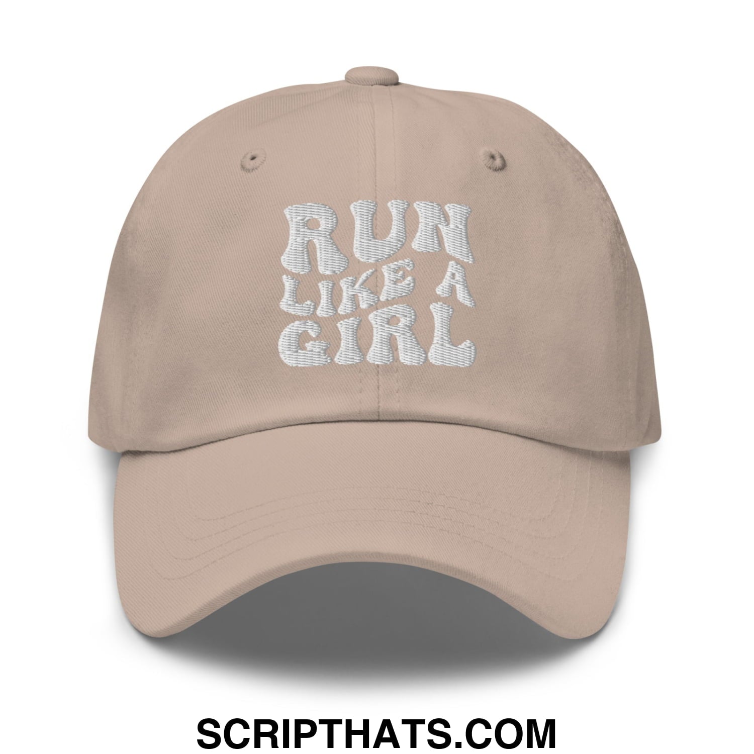 Run Like a Girl Embroidered Unstructured Dad Hat Stone