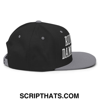 Run The Damn Ball Embroidered Flat Bill Brim Snapback Hat Black Silver