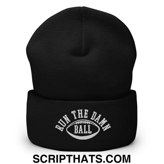 Run The Damn Ball Embroidered Knit Cuffed Beanie Black