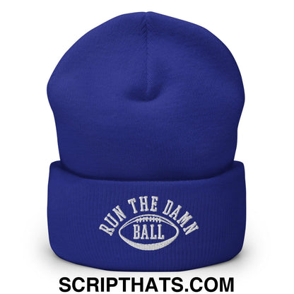 Run The Damn Ball Embroidered Knit Cuffed Beanie Royal