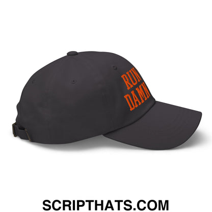 Run The Damn Ball Orange Embroidered Unstructured Dad Hat Dark Grey