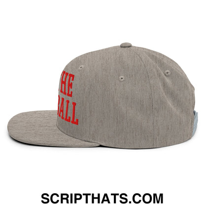 Gray heathered snapback cap with bold red the ball embroidery on the side flat bill brim for casual wear