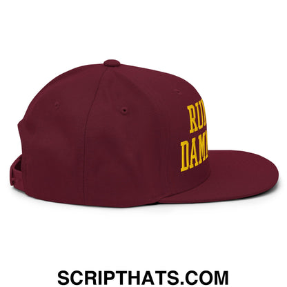 Run The Damn Ball Yellow Embroidered Flat Bill Brim Snapback Hat Maroon