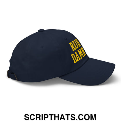 Run The Damn Ball Yellow Embroidered Unstructured Dad Hat Navy