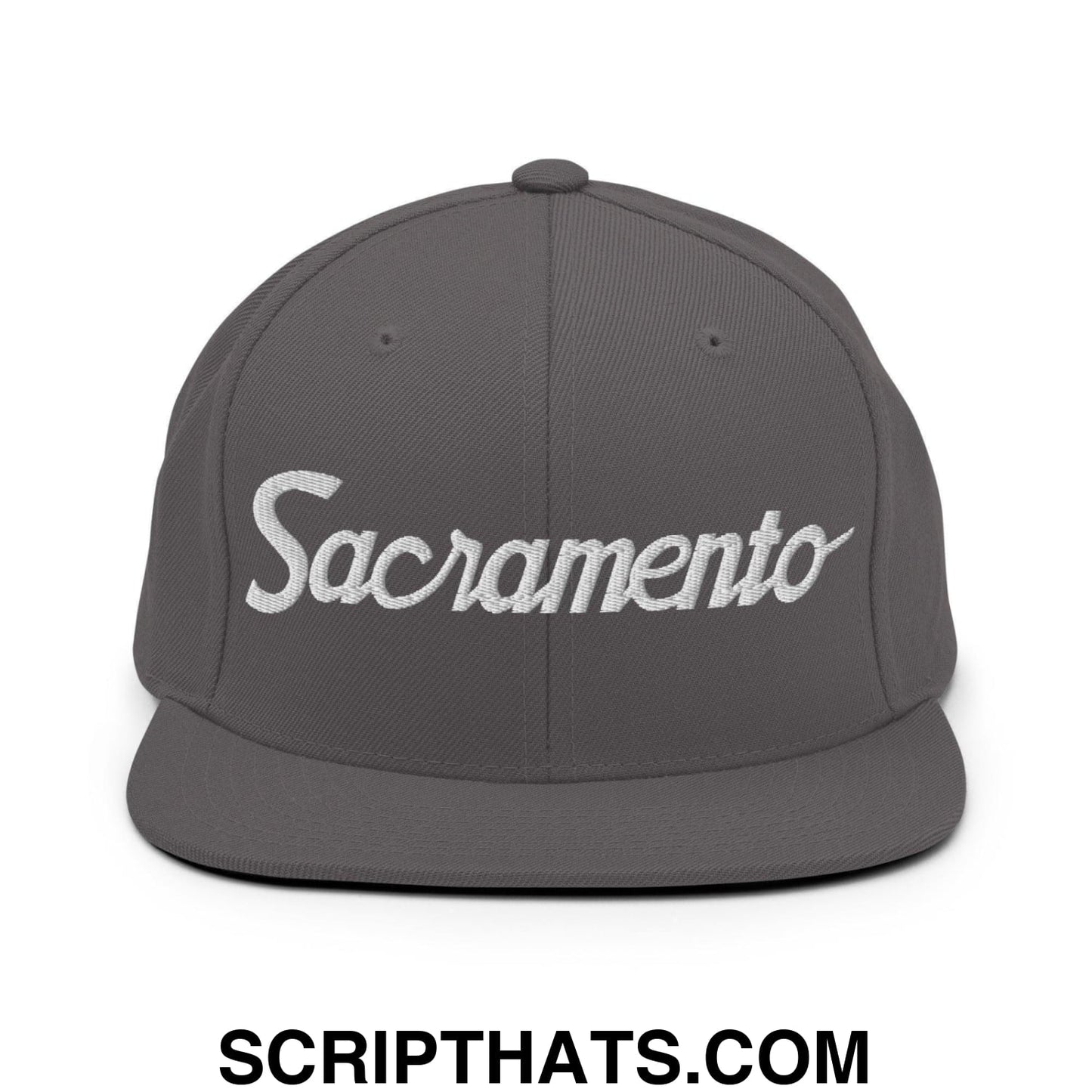 Sacramento Script Snapback Hat Dark Grey
