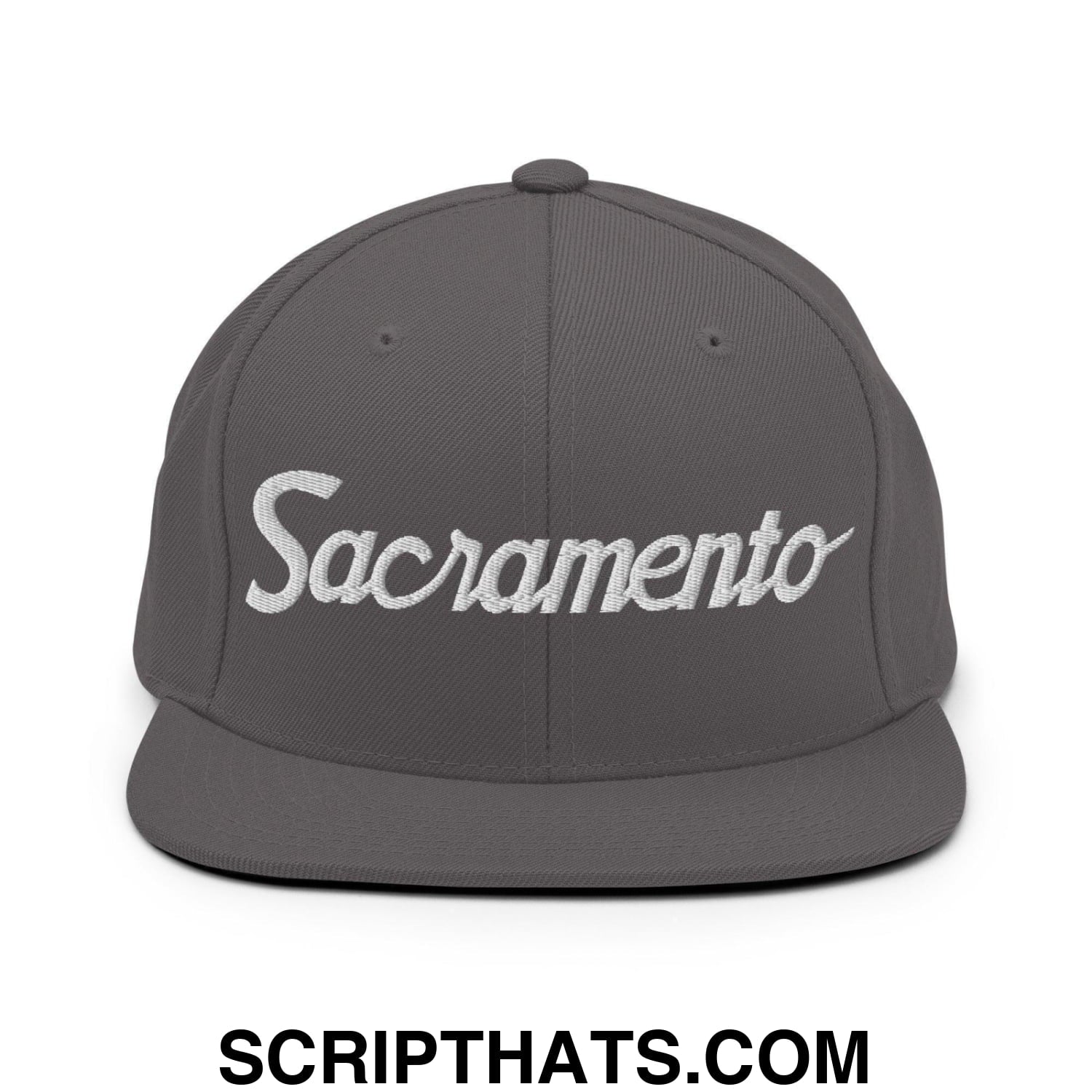 Sacramento Script Snapback Hat Dark Grey