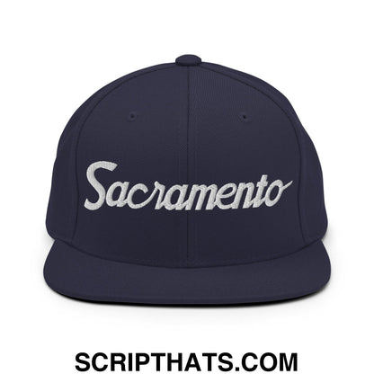 Sacramento Script Snapback Hat Navy