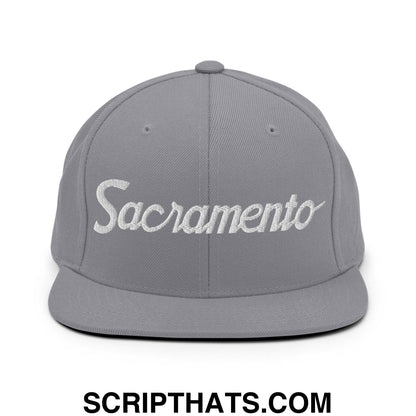 Sacramento Script Snapback Hat Silver