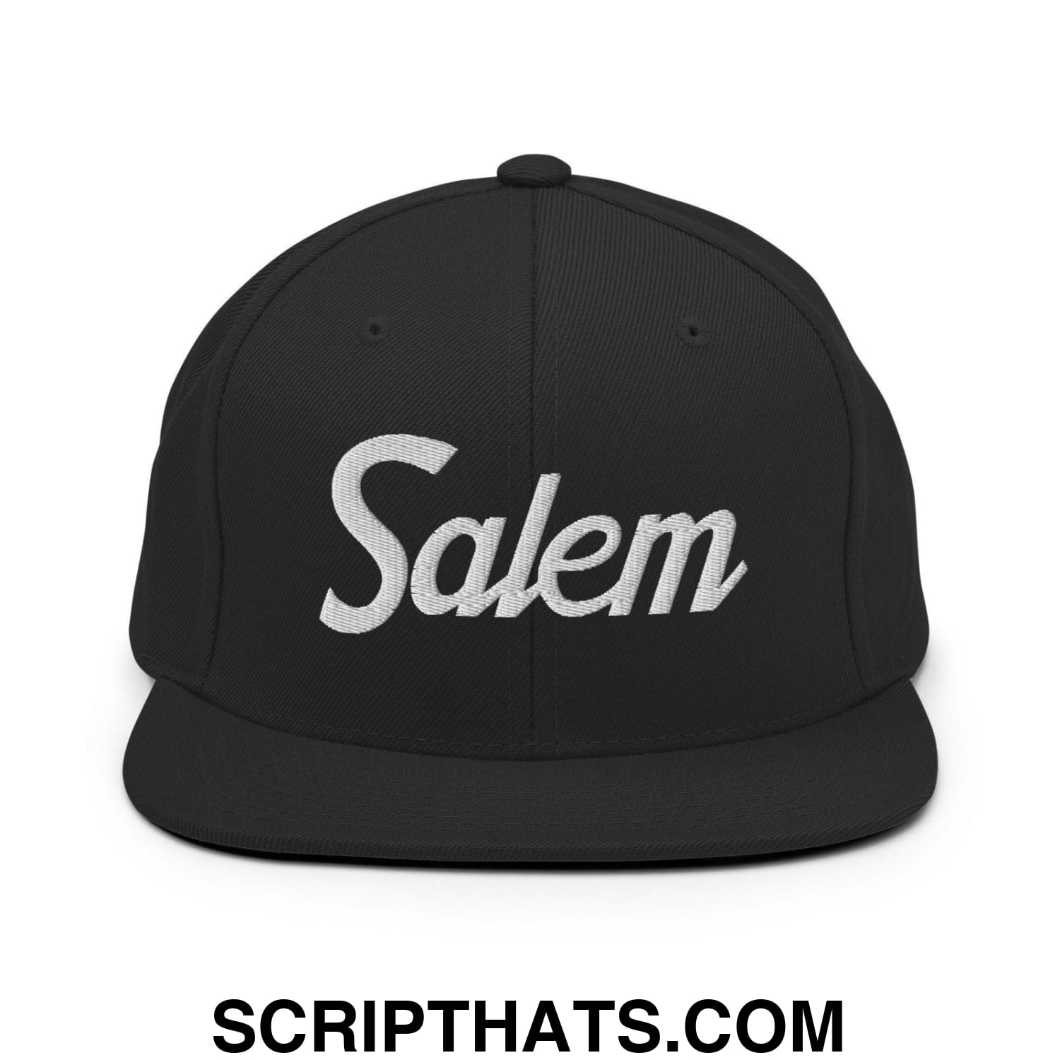 Salem Script Snapback Hat Black
