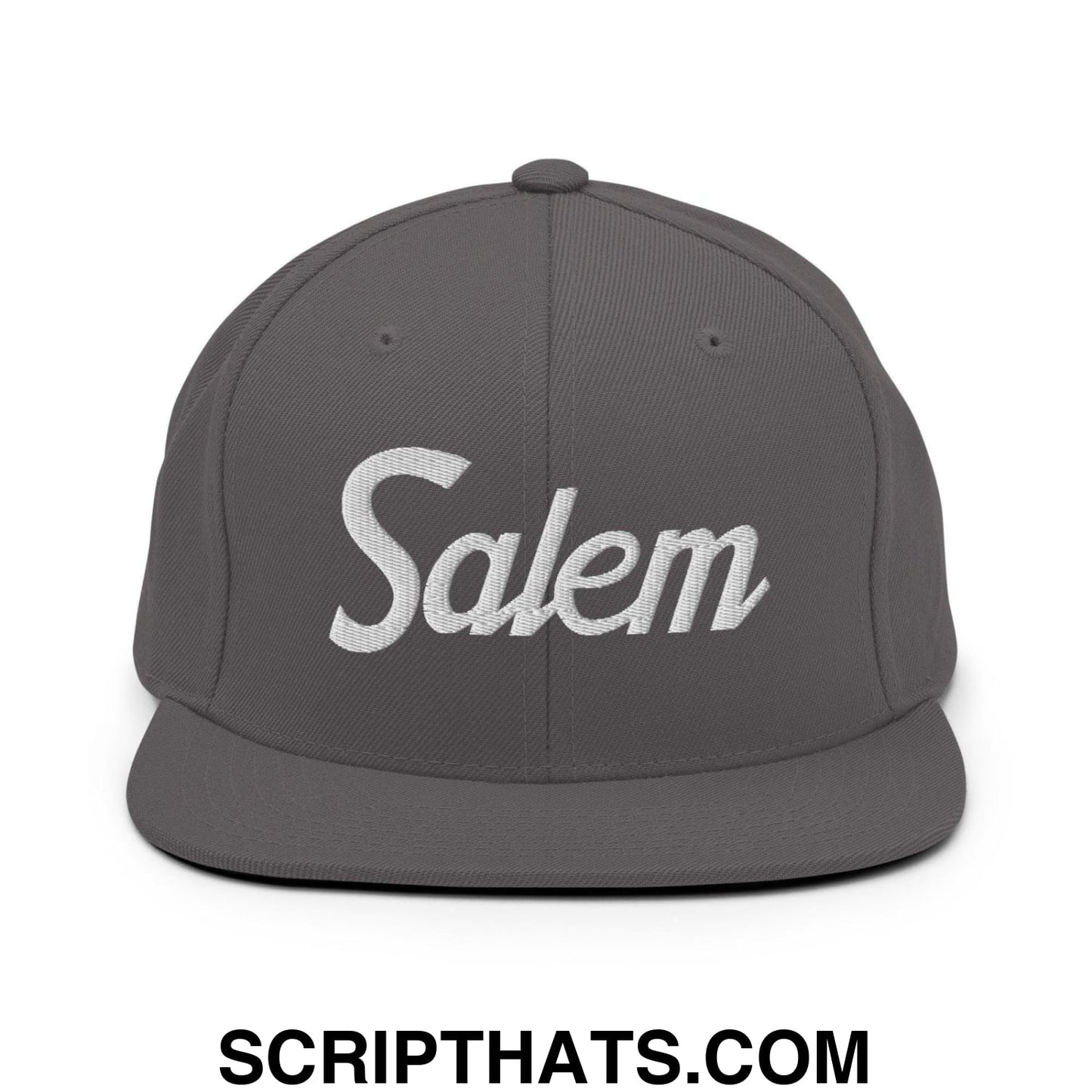 Salem Script Snapback Hat Dark Grey