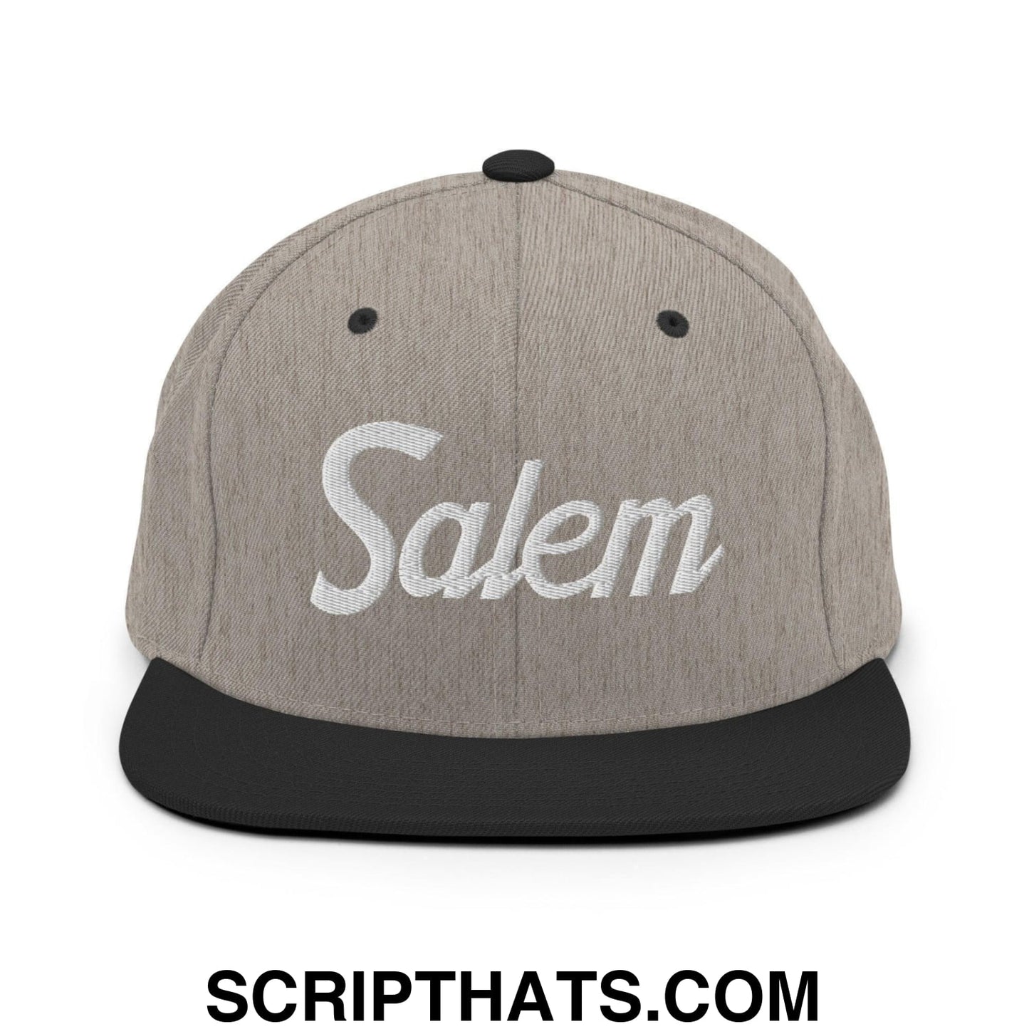 Salem Script Snapback Hat Heather Black